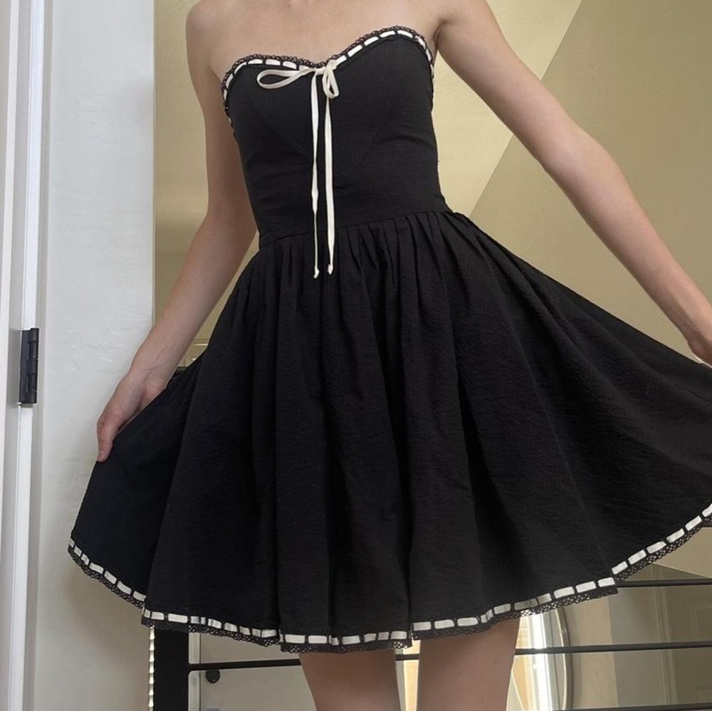 Betsey Johnson Black Dress With White Trim Detail